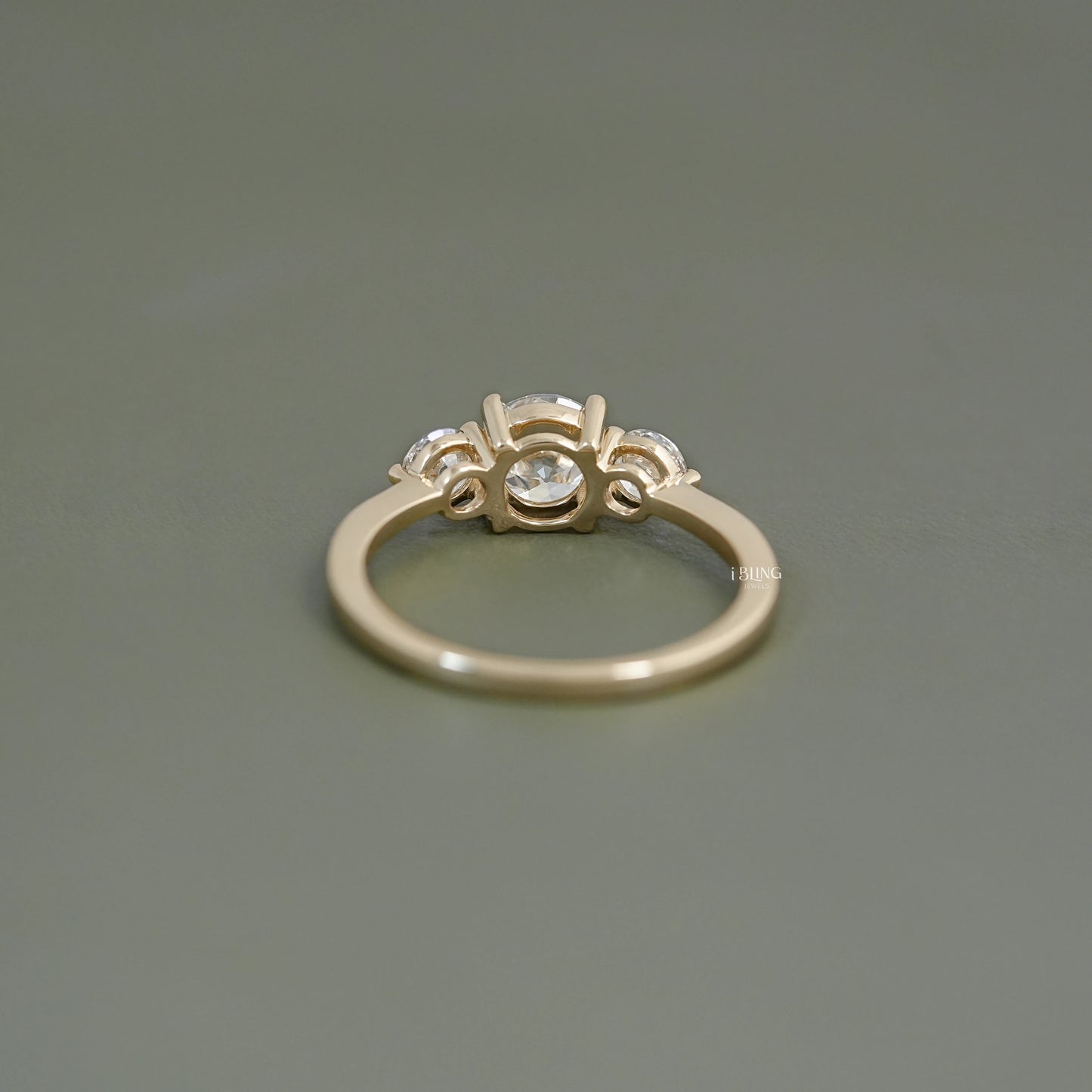 Three Stone OEC Round Cut Lab Diamond Engagement Ring Solitaire Ring