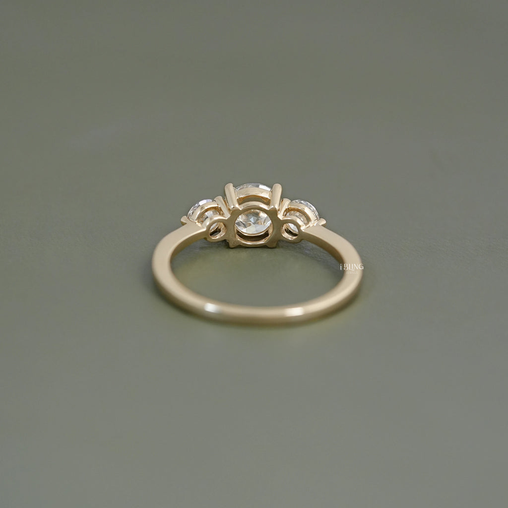 Three Stone OEC Round Cut Lab Diamond Engagement Ring