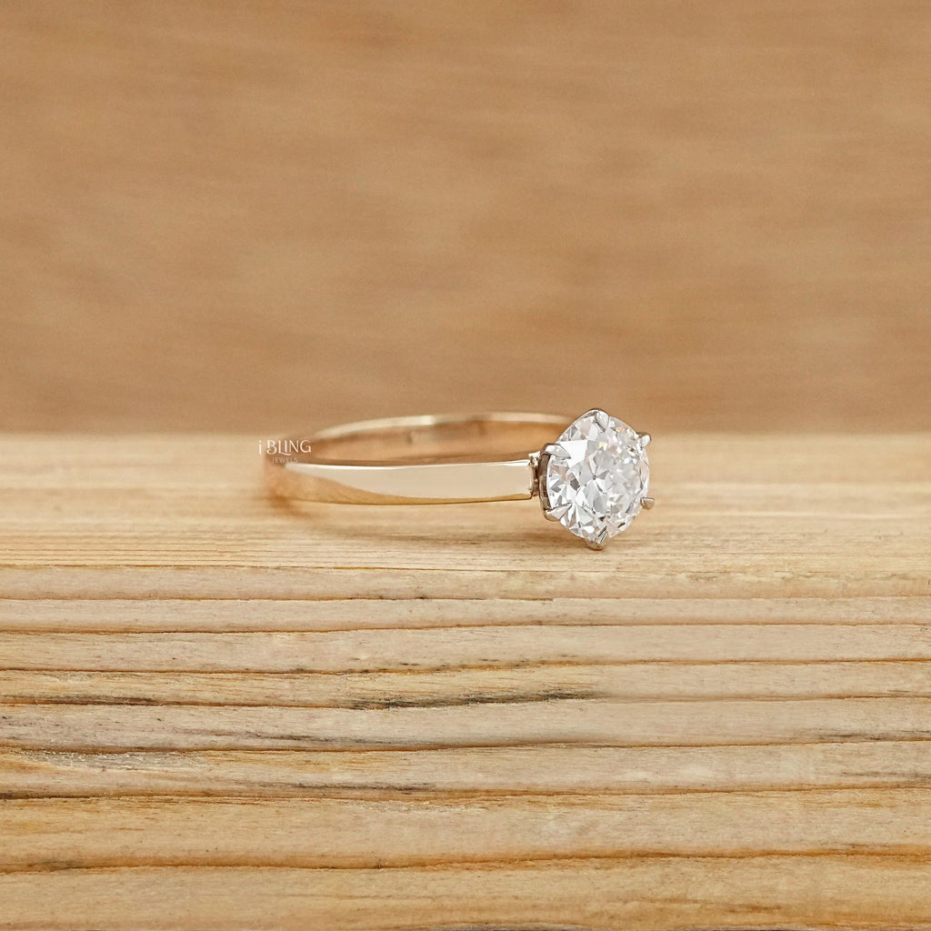 Old European Round Cut Solitaire Engagement Ring