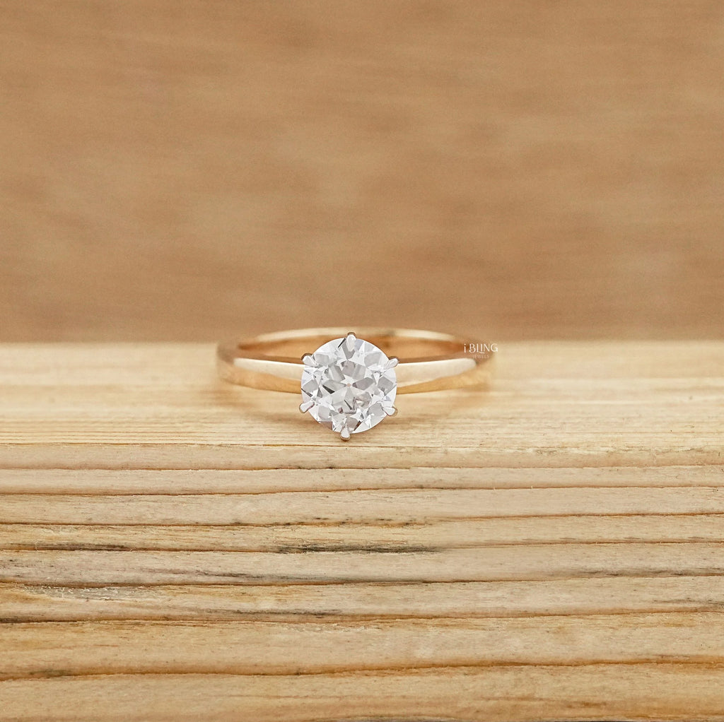 Old European Round Cut Solitaire Engagement Ring