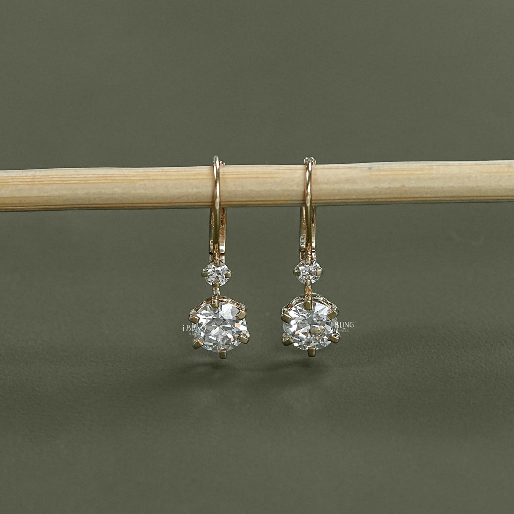 Old European Round Cut Lab Diamond Earrings