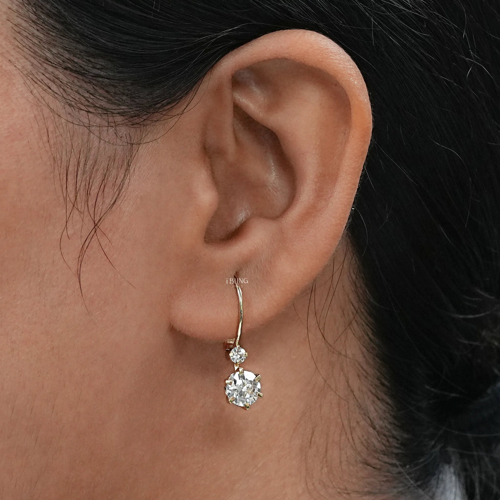 Old European Round Cut Lab Diamond Earrings