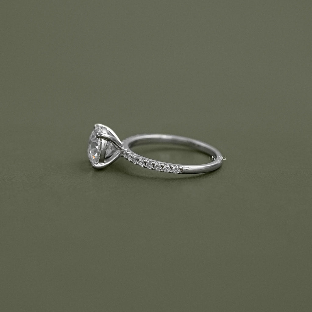 Old European Round Cut Solitaire Accent Stone Ring