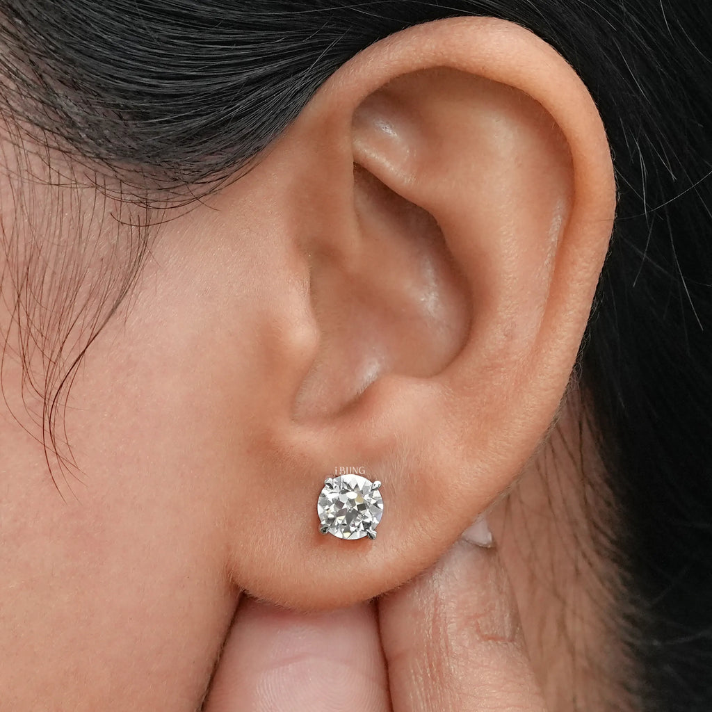 Old European Round Cut Stud Earrings