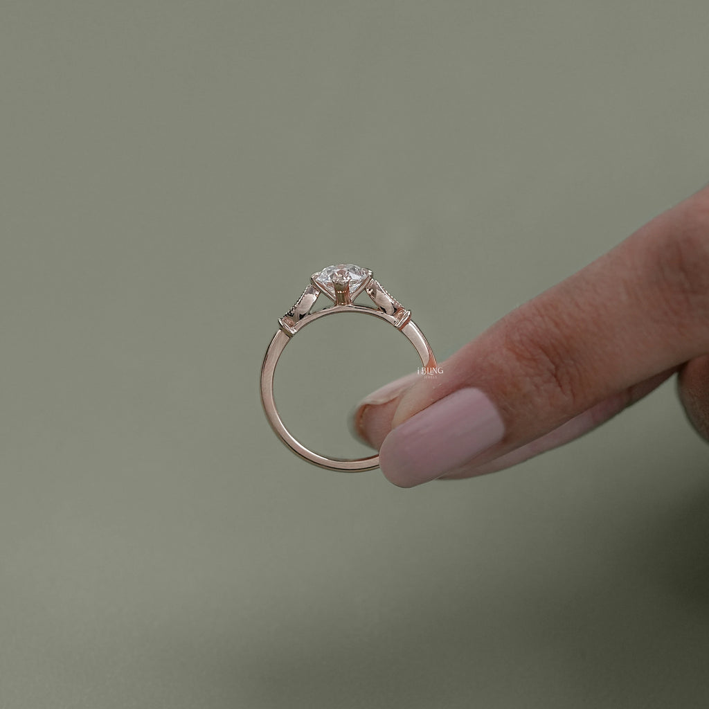 Old European Round Diamond Solitaire Accent Ring