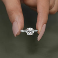 Old European Round Cut Solitaire Accent Stone Ring