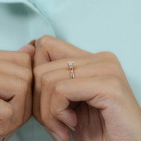 Bagutte Cut Lab Diamond Three Stone Wedding Band