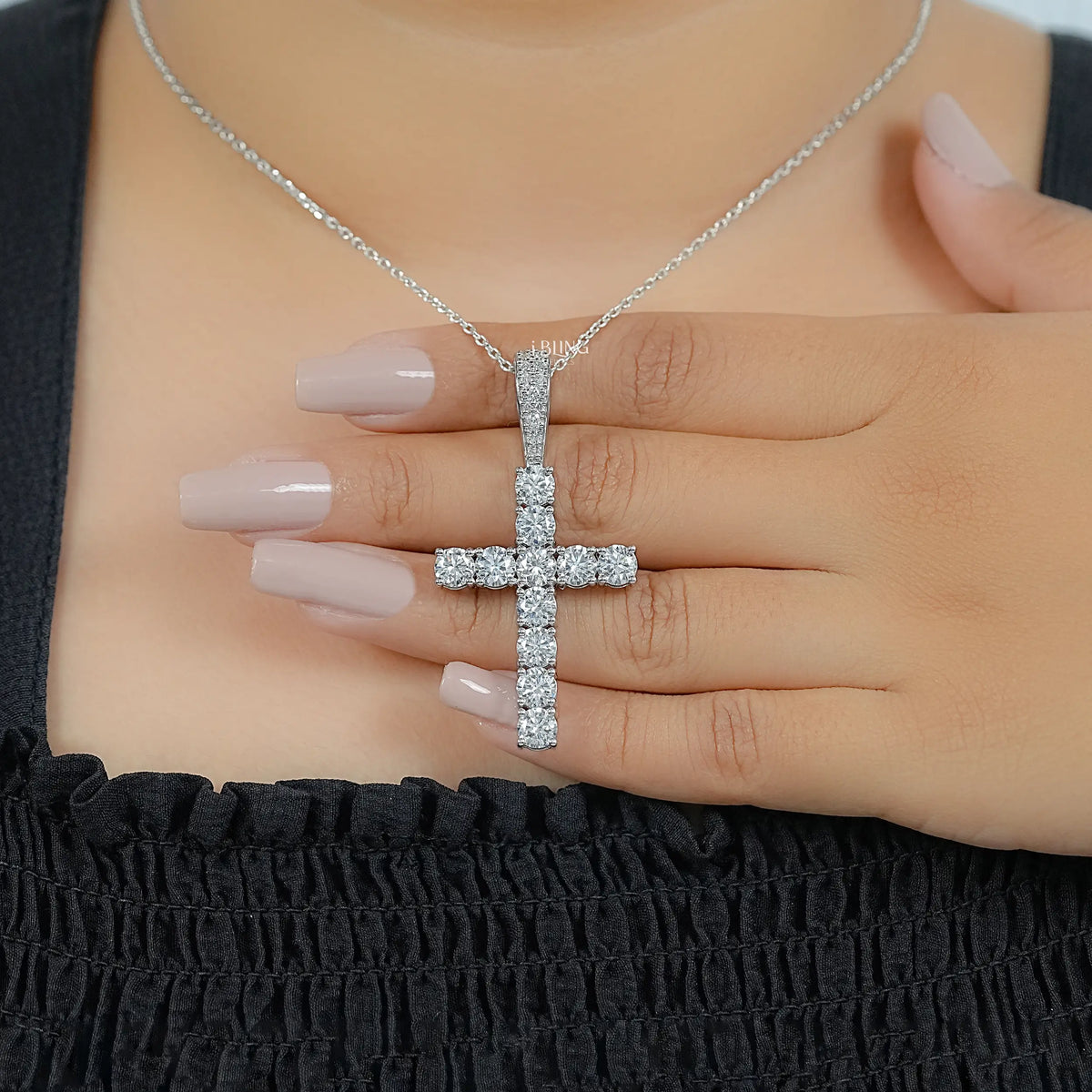 Criss Cross Round Cut Lab Grown Diamond Pendant Pendants