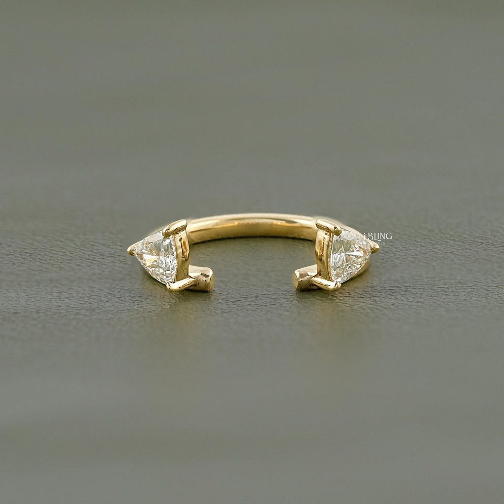 Pear Cut Lab Diamond Open Cuff Engagement Ring