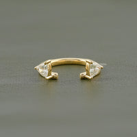 Pear Cut Lab Diamond Open Cuff Engagement Ring