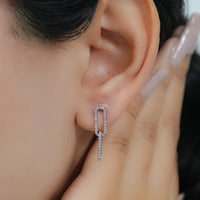 Round Cut Lab Grown Diamond Dangle Drop Clip Earrings