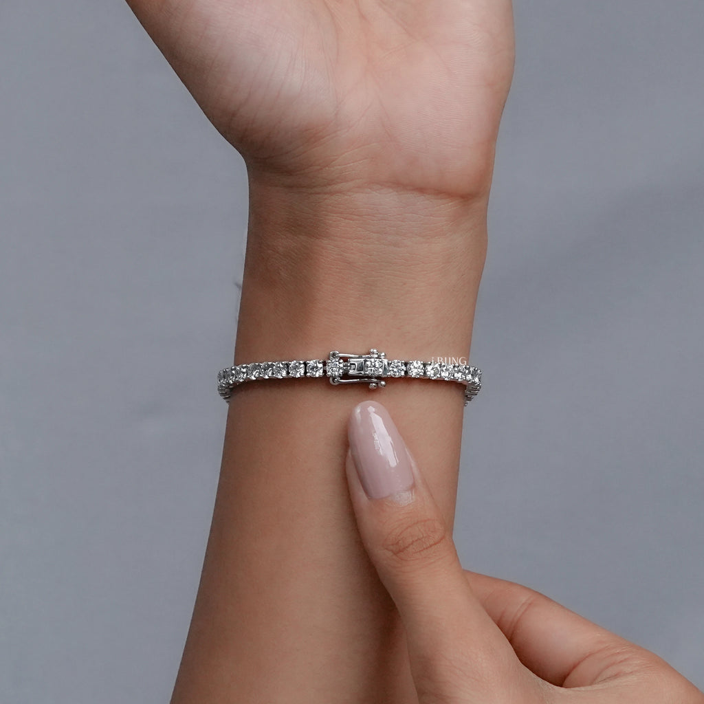 Round Cut Lab Grown Diamond Bracelet For Women – 3.50 MM