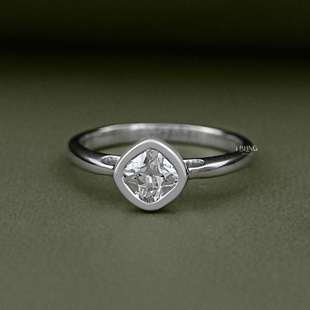 Cushion Cut Diamond Solitaire Engagement Ring