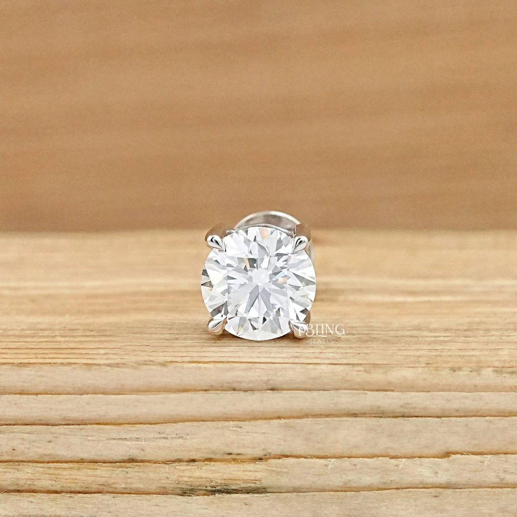 Round Lab Grown Diamond Men's Stud