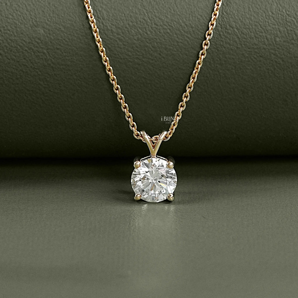 Round Cut Lab Grown Diamond Solitaire Necklace