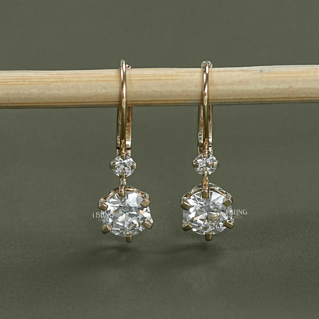 Old European Round Cut Lab Diamond Earrings