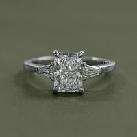 Radiant Cut Lab Diamond Three Stone Ring