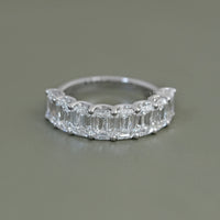 Emerald Diamond Half Eternity Wedding Band