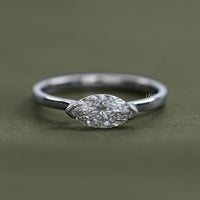 East West Set Marquise Diamond Solitaire Ring