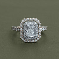 Radiant Cut Lab Diamond Double Halo Ring