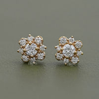 Round Lab Diamond Cluster Halo Stud Earrings