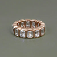 Emerald Cut Bezel Set Eternity Wedding Band
