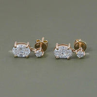 Oval And Round Diamond Drop Dangle Earrings