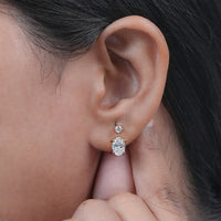 Oval And Round Diamond Drop Dangle Earrings