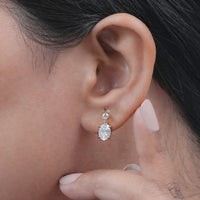 Oval And Round Diamond Drop Dangle Earrings