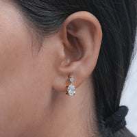 Oval And Round Diamond Drop Dangle Earrings