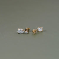 Oval And Round Diamond Drop Dangle Earrings