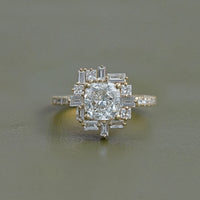 Cushion Diamond Cluster Set Halo Engagement Ring