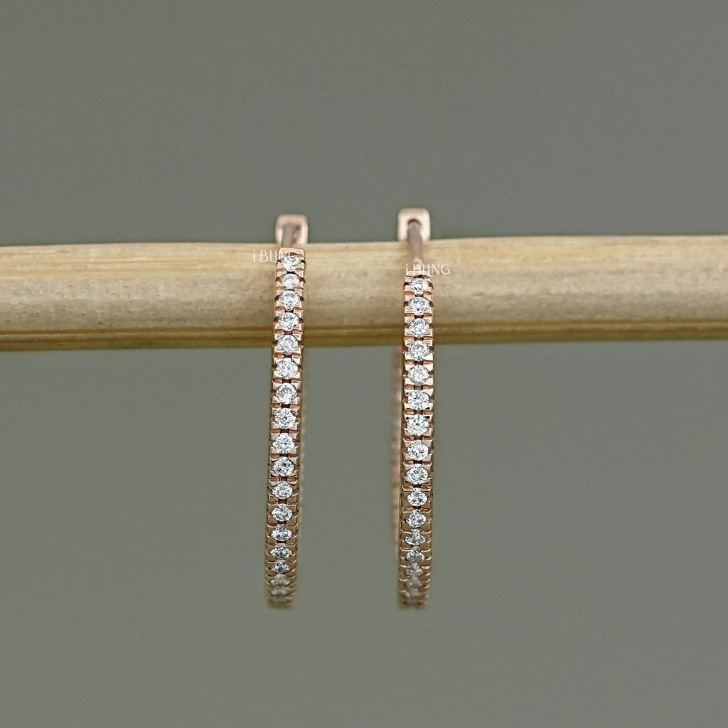 Round Lab Diamond In-Out Hoop Earrings