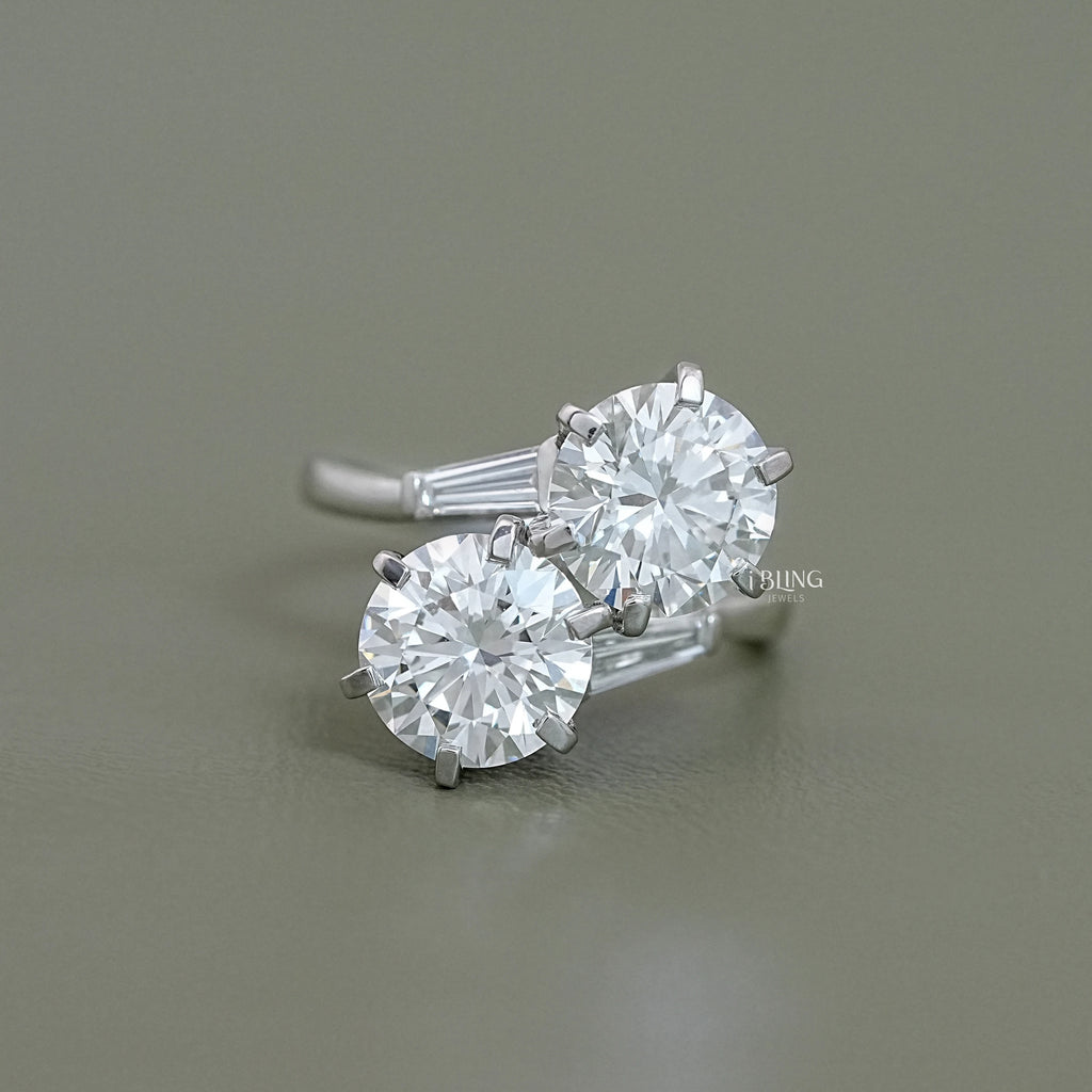 Round Lab Diamond Bypass Engagement Ring