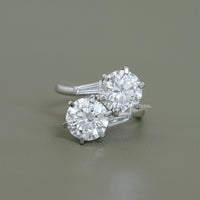 Round Lab Diamond Bypass Engagement Ring