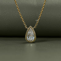 Pear Cut Lab Grown Diamond Bezel Set Solitaire Necklace