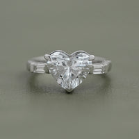 Three Stone Heart Lab Diamond Engagement Ring