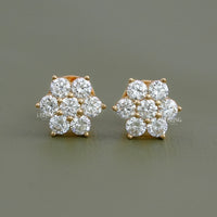Round Lab Diamond Floral Stud Earrings