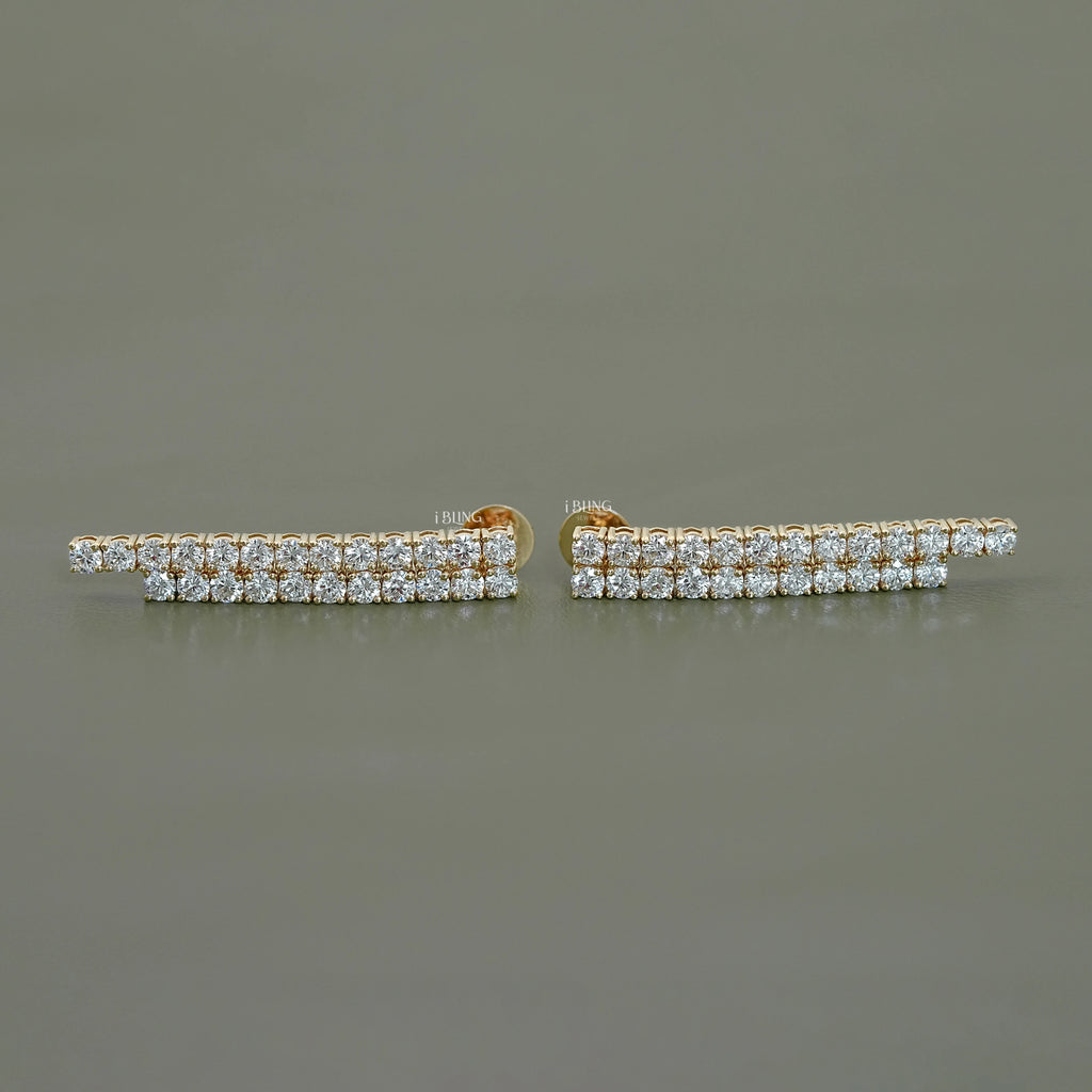 Round Lab Diamond Linear Drop Earrings