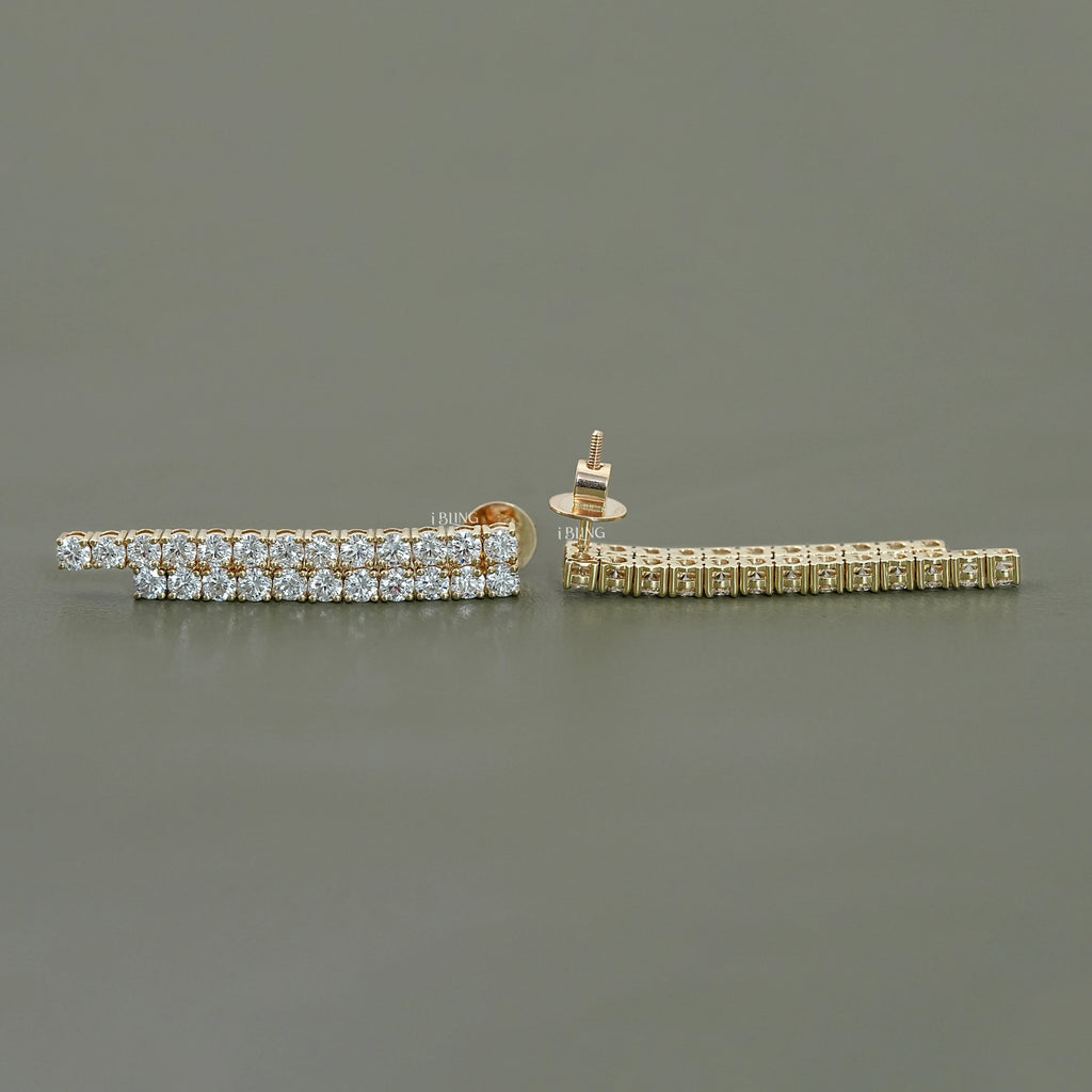 Round Lab Diamond Linear Drop Earrings