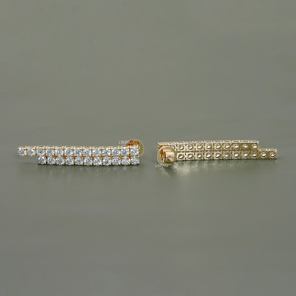 Round Lab Diamond Linear Drop Earrings