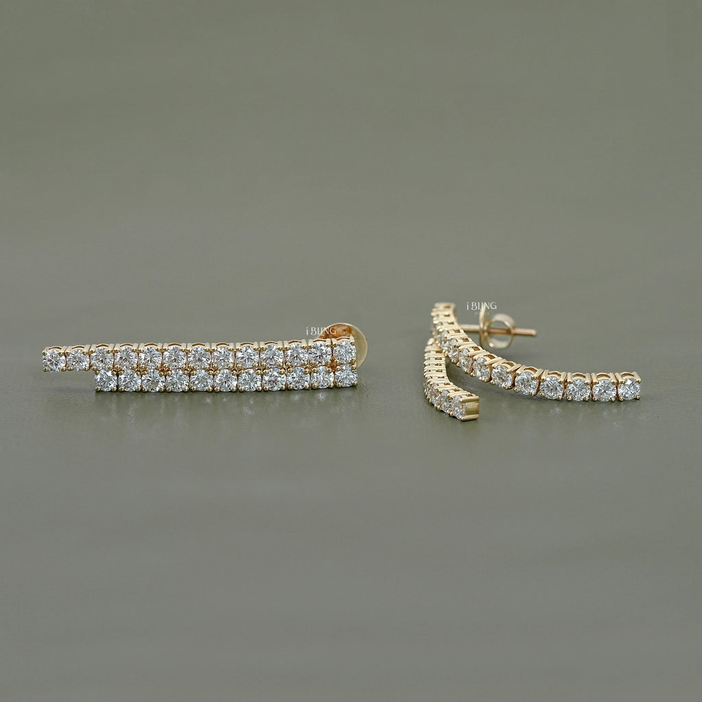 Round Lab Diamond Linear Drop Earrings