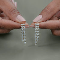 Round Lab Diamond Linear Drop Earrings