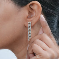 Round Lab Diamond Linear Drop Earrings