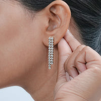 Round Lab Diamond Linear Drop Earrings