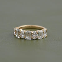 Emerald And Oval Diamond Seven Stone Wedding Band