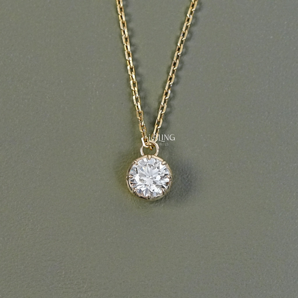 Round Lab Diamond Solitaire Necklace