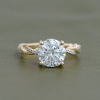 Round Lab Diamond Twist Band Engagement Ring