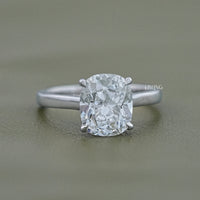 Old Mine Cushion Lab Diamond Solitaire Engagement Ring