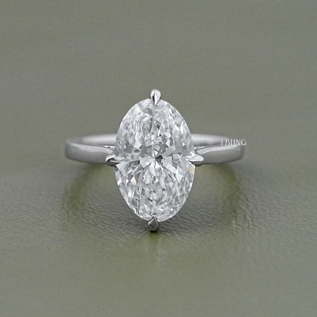 Oval Cut Hidden Halo Solitaire Engagement Ring